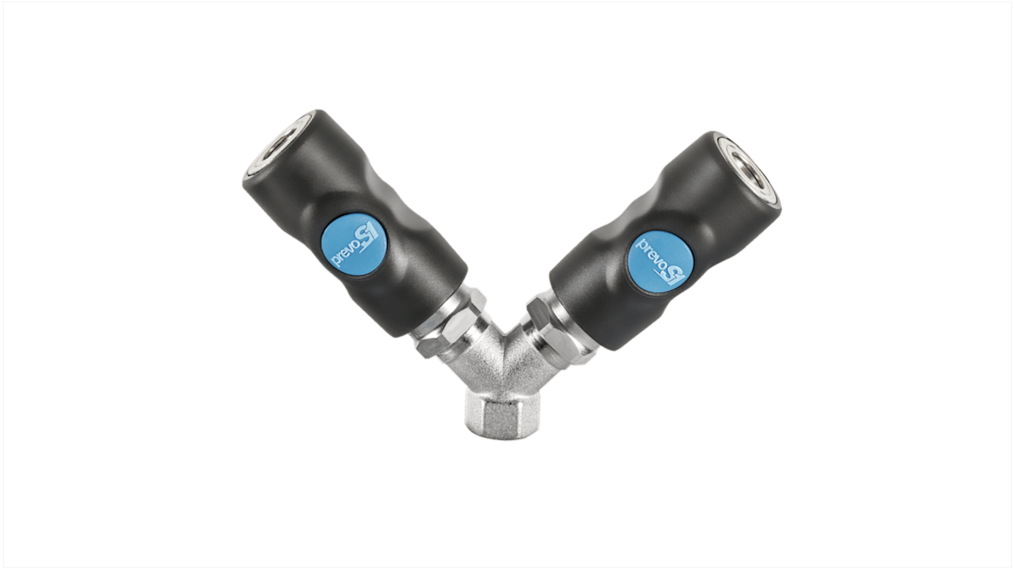 PREVOST Composite Body Female Safety Y-Shaped Quick Connect Coupling, G 1/2 Female Threaded