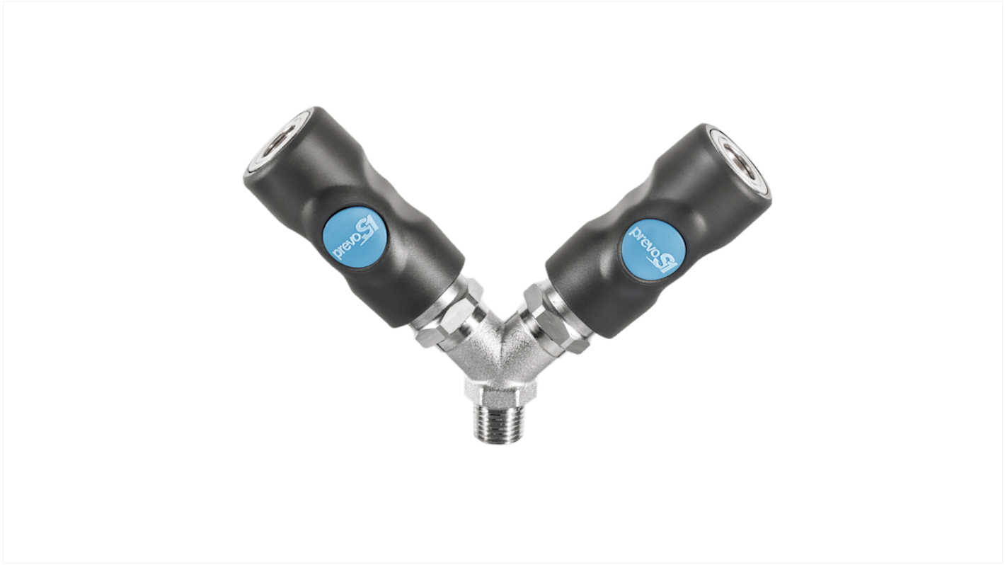 PREVOST Composite Body Male Safety Y-Shaped Quick Connect Coupling, G 3/8 Male Threaded