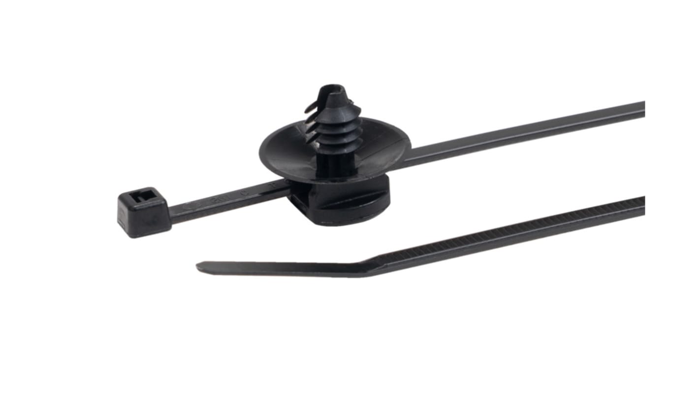HellermannTyton Cable Tie, 100mm x 2.45 mm, Black Polyamide