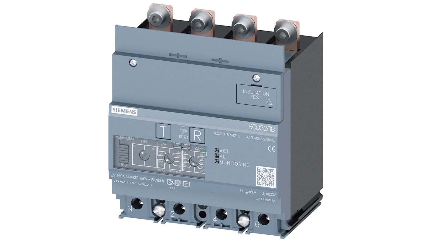 Siemens 3VA91 RCD, 160A, 4 Pole, Type B