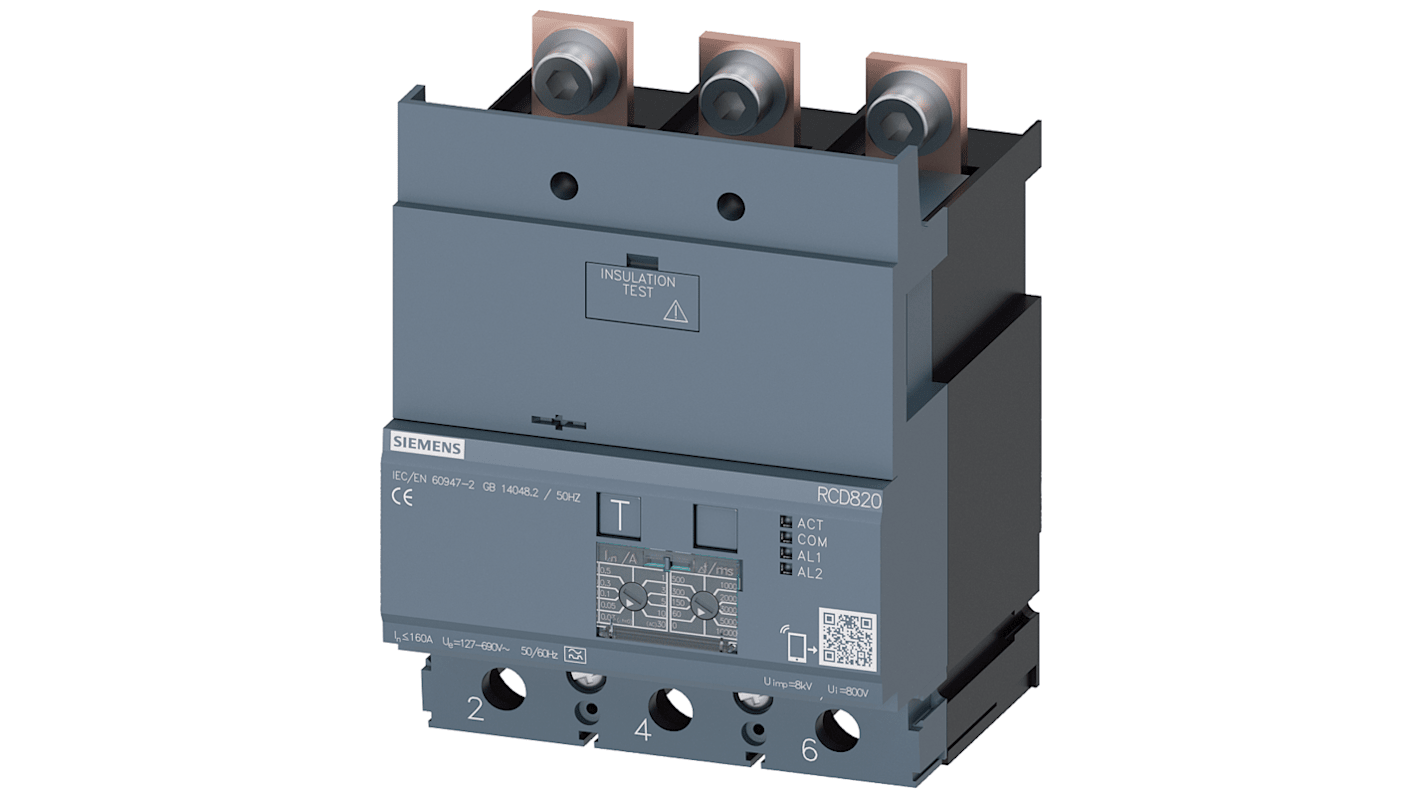 Siemens 3VA91 RCD, 160A, 3 Pole, Type A