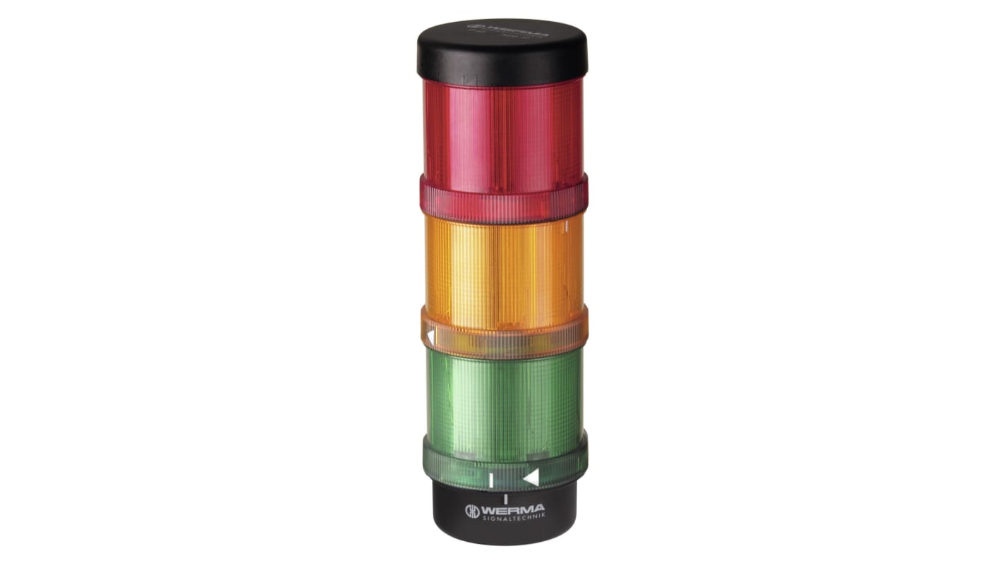 Rs-Online Torretta di segnalazione Werma 24 V LED 3 elementi lenti Rosso/Verde/Giallo