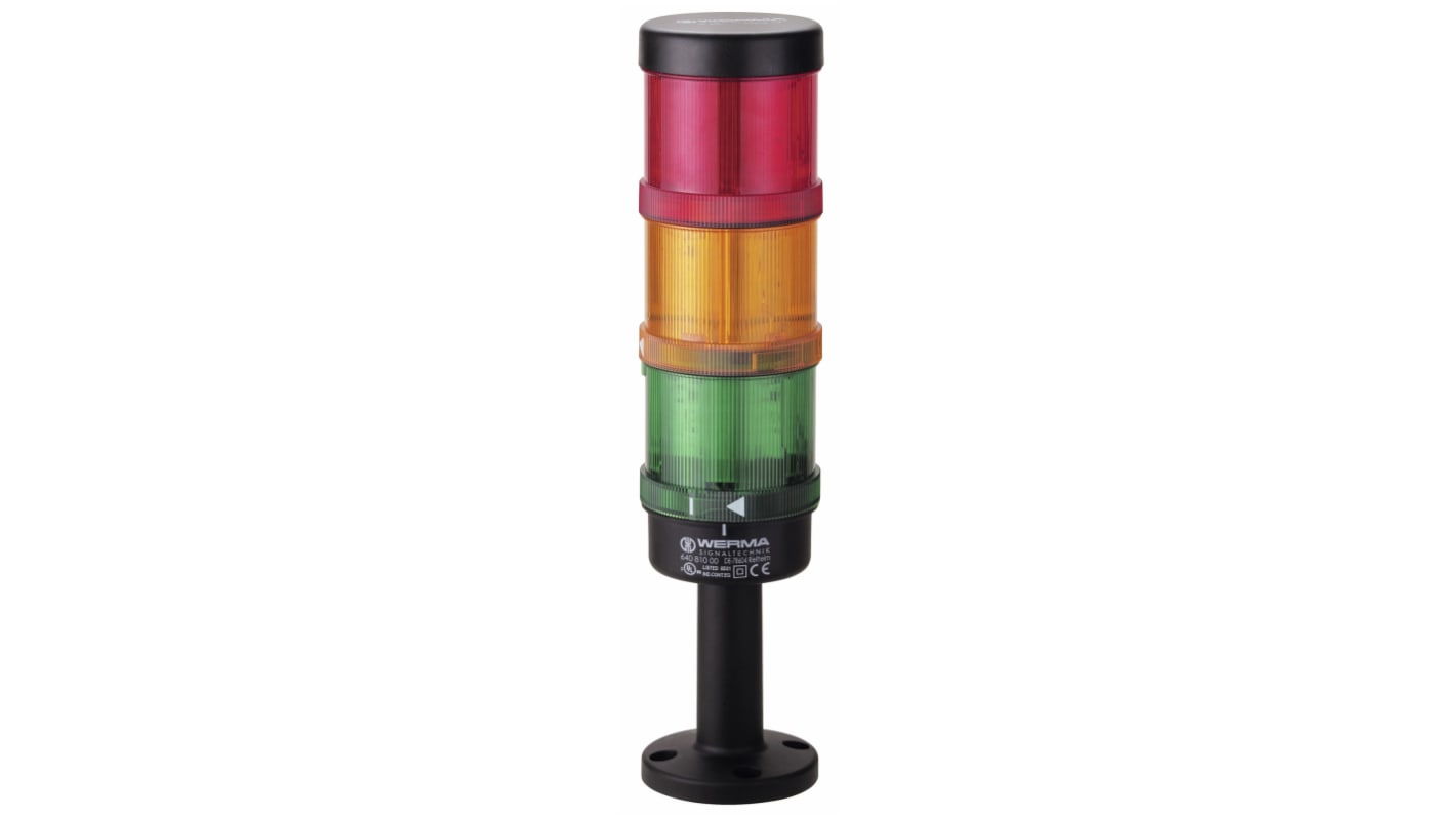 Werma KombiSIGN 71 LED Signalturm 3-stufig Linse Rot/Grün/Gelb LED Rot/Gelb/Grün 299mm