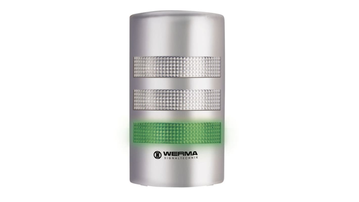 Werma FlatSIGN LED Signalturm 3-stufig Linse Rot/Grün/Gelb LED Rot/Gelb/Grün + Blinken, Kontinuierlich 195mm