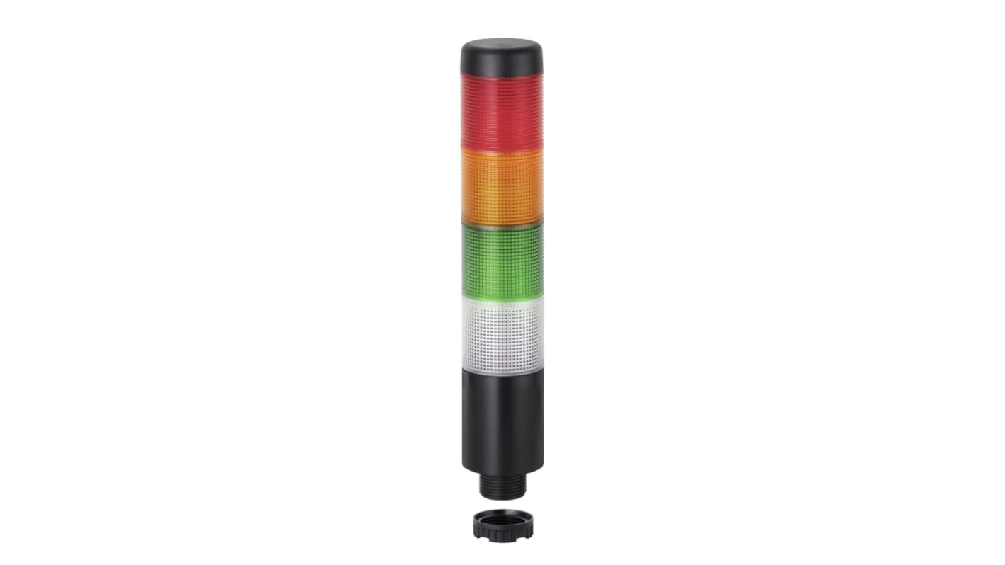 Colonnes lumineuses pré-configurées à LED, Transparent, vert, rouge, jaune, série Kompakt 37, 24 V