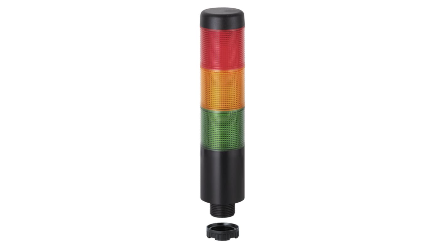 Werma Kompakt 37 Series Red/Green/Yellow Buzzer Signal Tower, 3 Lights, 12 V, Built-in Mounting