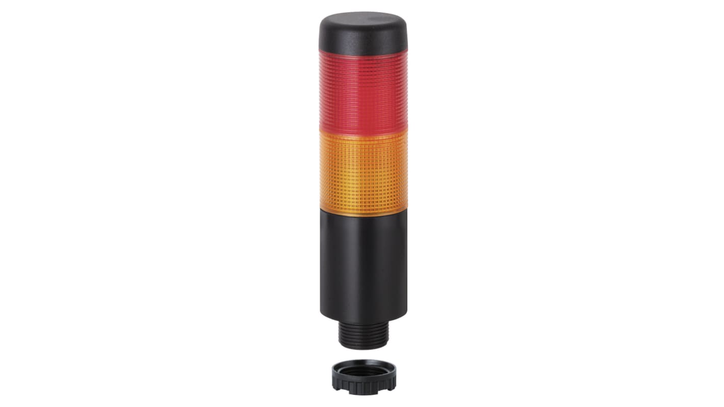 Werma Kompakt 37 Series Red/Yellow Buzzer Signal Tower, 2 Lights, 24 V, Built-in Mounting