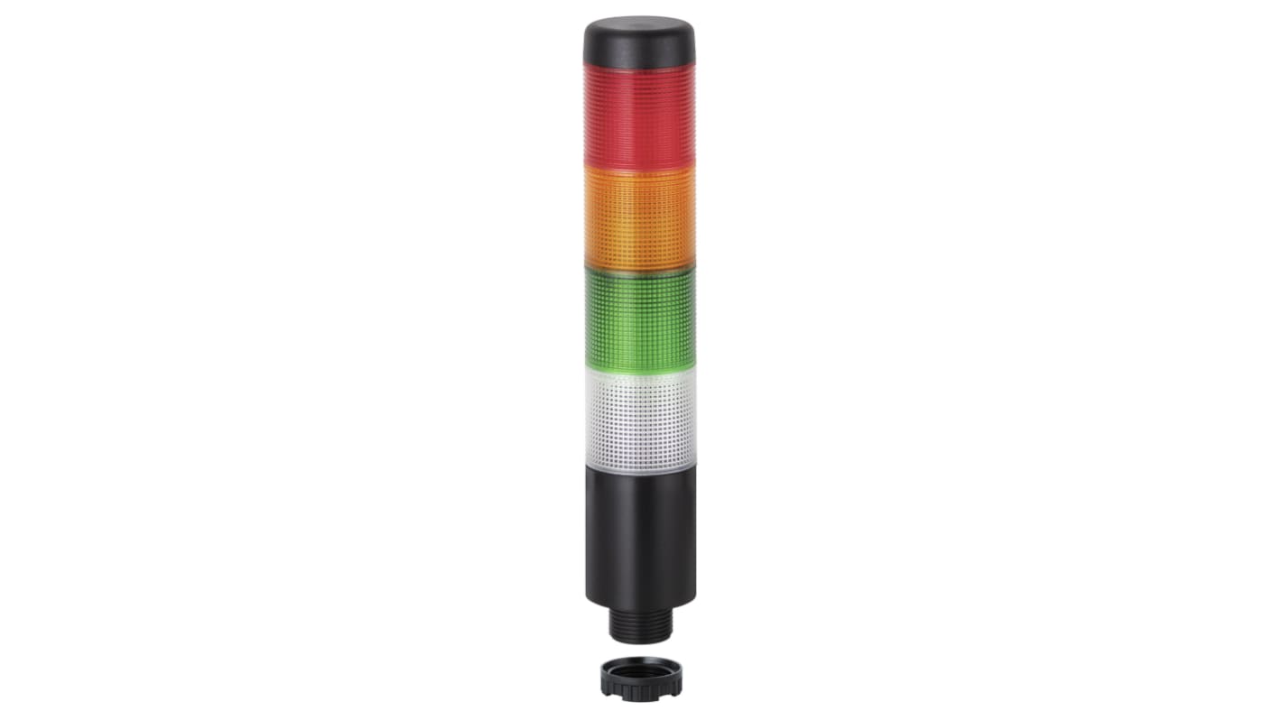 Columna de señalización Werma Kompakt 37, LED, con 4 elementos Transparente, verde, rojo, amarillo, 24 V