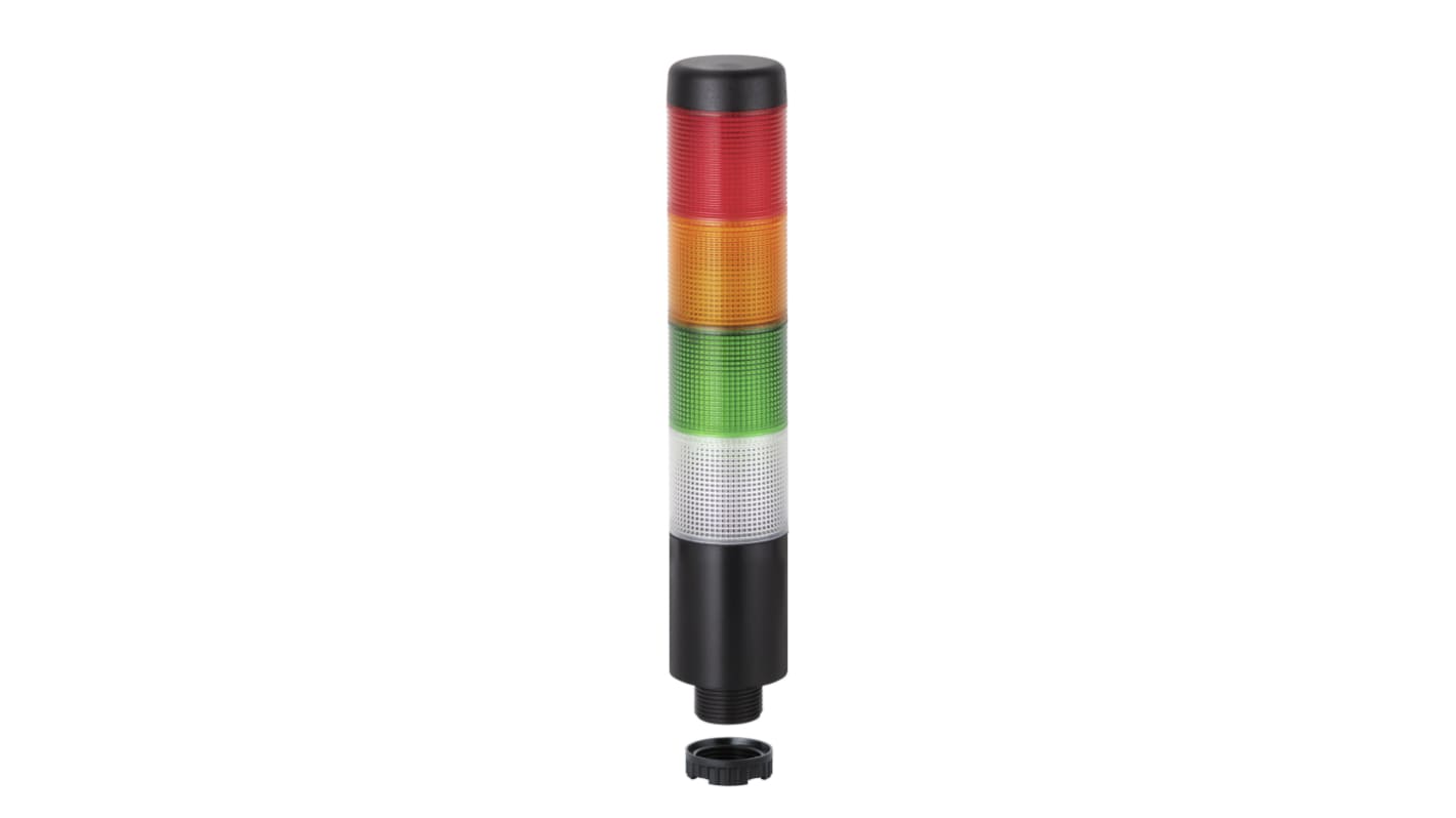 Werma Kompakt 37 Series Clear, Green, Red, Yellow Buzzer Signal Tower, 4 Lights, 24 V, Built-in