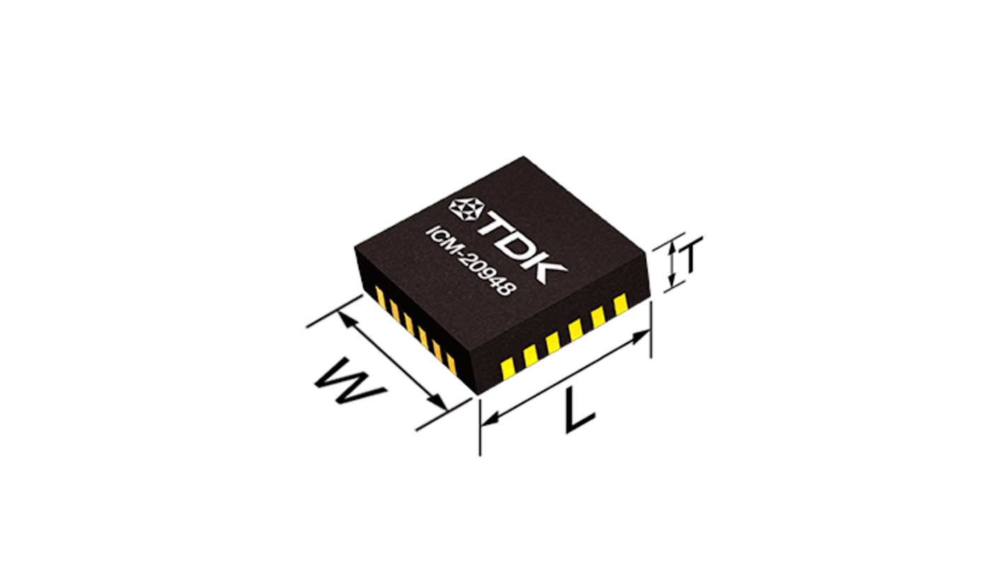 InvenSense 9-Axis Surface Mount Accelerometer & Gyroscope, QFN, I2C, SPI, 24-Pin