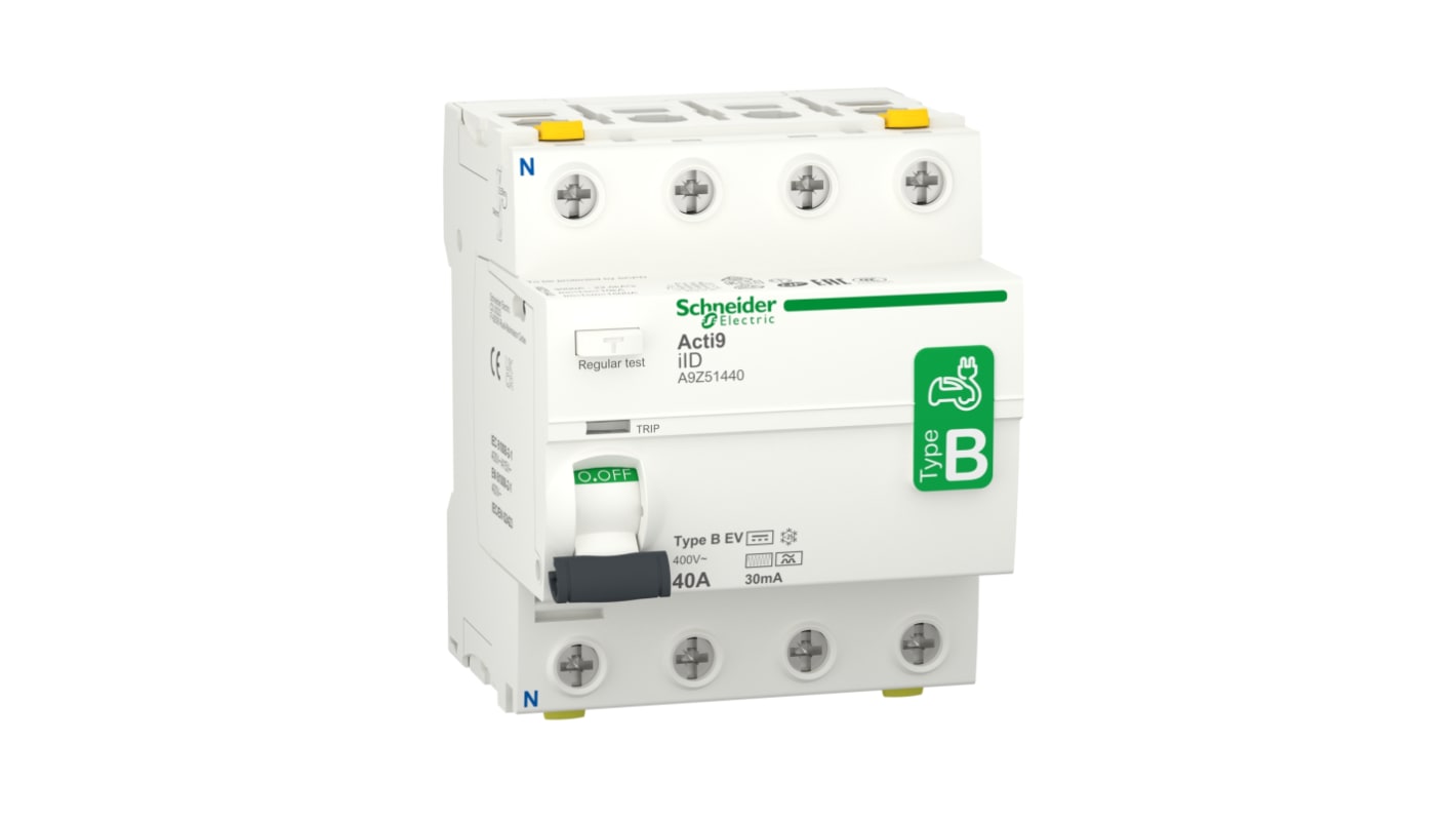 Schneider Electric Acti9 iID RCCB, 40A, 4 Pole, 30mA, 400V