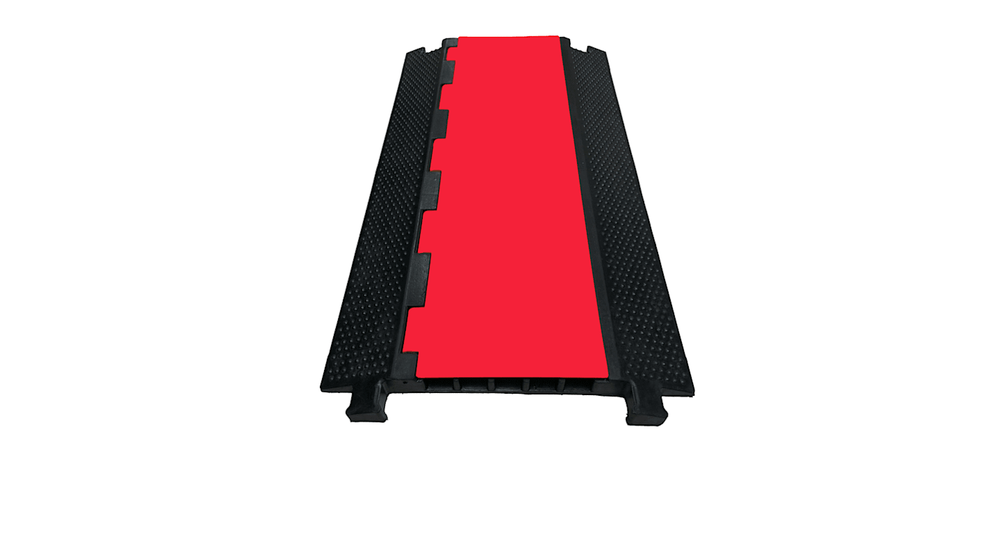 Protège câble RS PRO, long. 1m, Caoutchouc Noir, Rouge