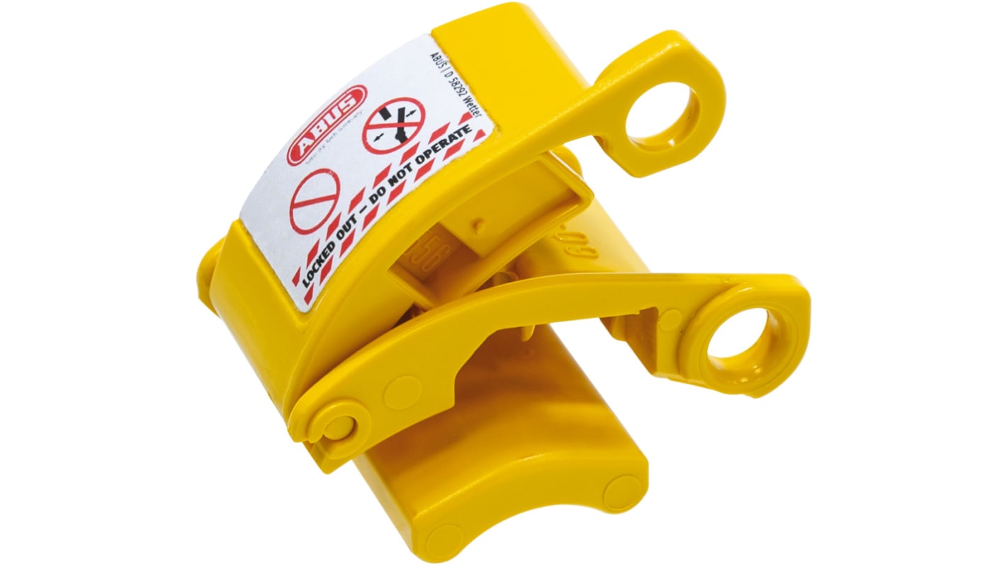ABUS Yellow 1-Lock Polycarbonate Industrial Plug Lock Out, 7mm Shackle, 27mm Attachment