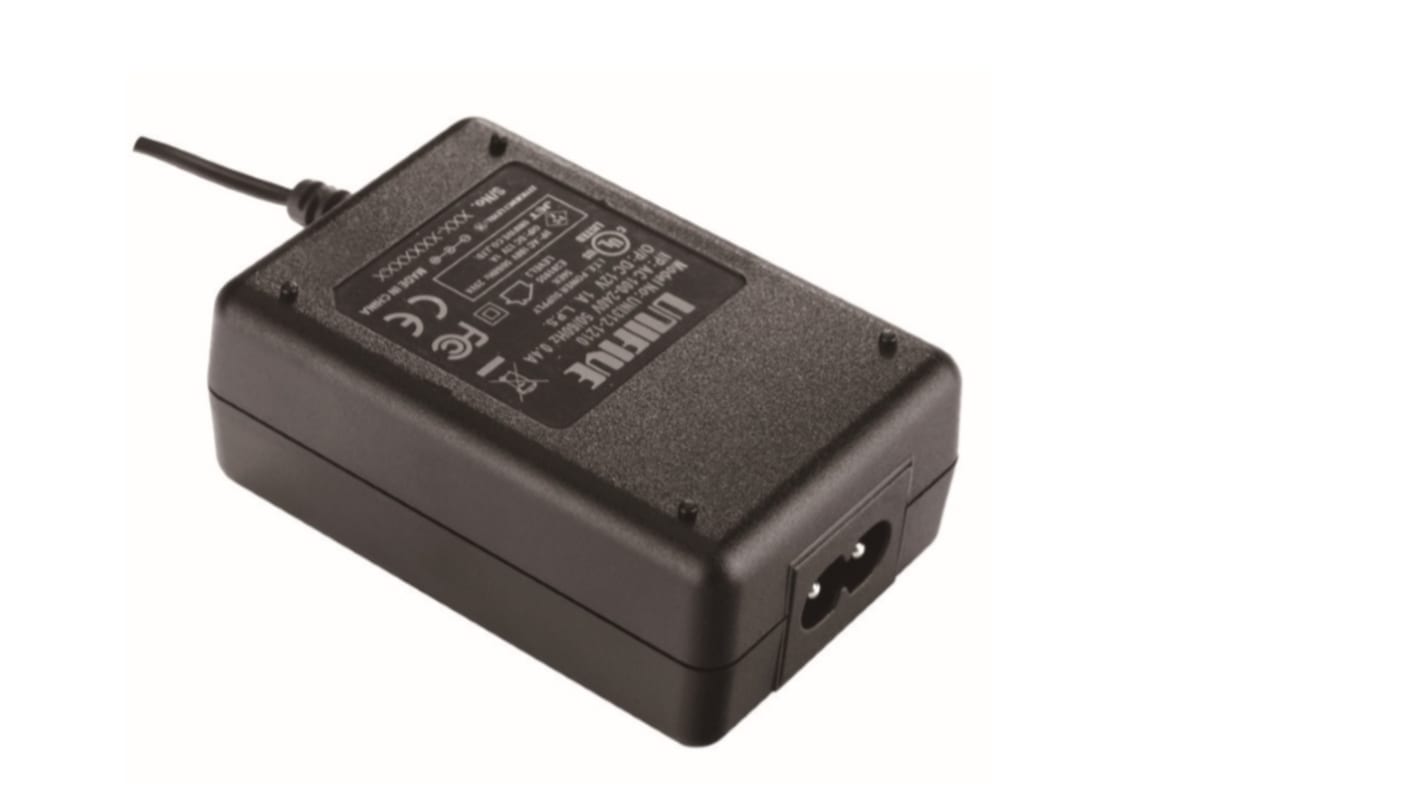 Unifive 12W Power Brick AC/DC Adapter 24V dc Output, 500mA Output