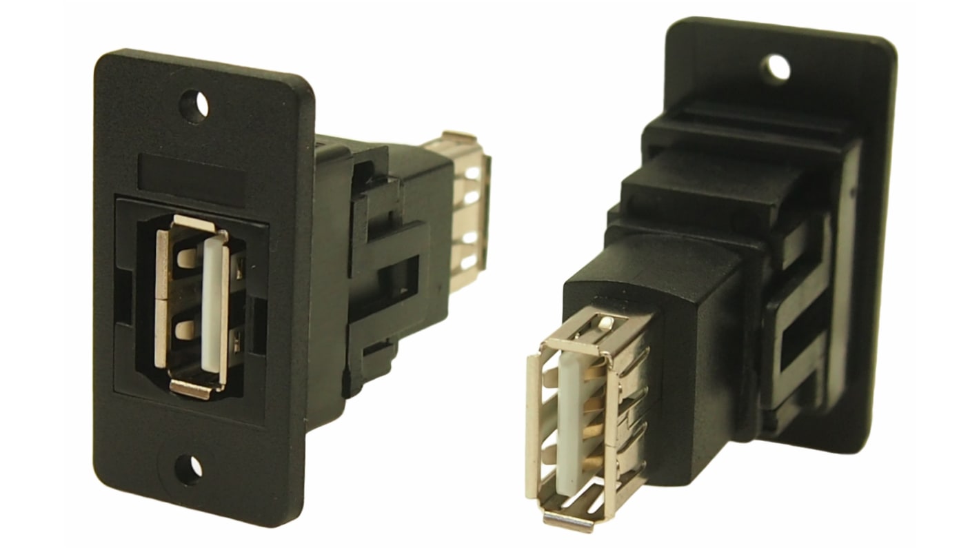 Złącze USB A to A Montaż na panelu Żeńskie do żeńskiego 2.0 2-portowe