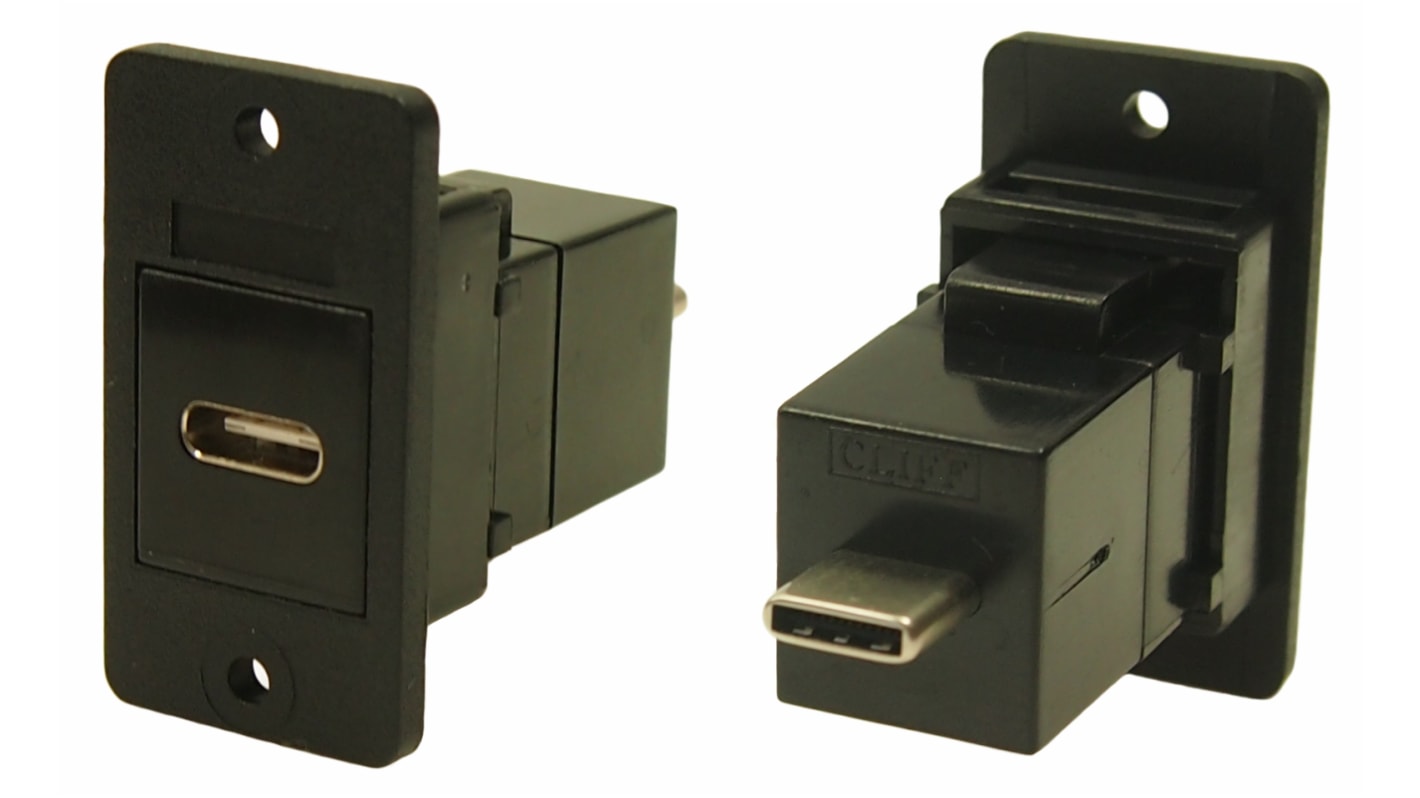 Conector USB RS PRO, Hembra a Macho, 2 puertos, Recto, Montaje en Panel, 30 V ac, 3.0A