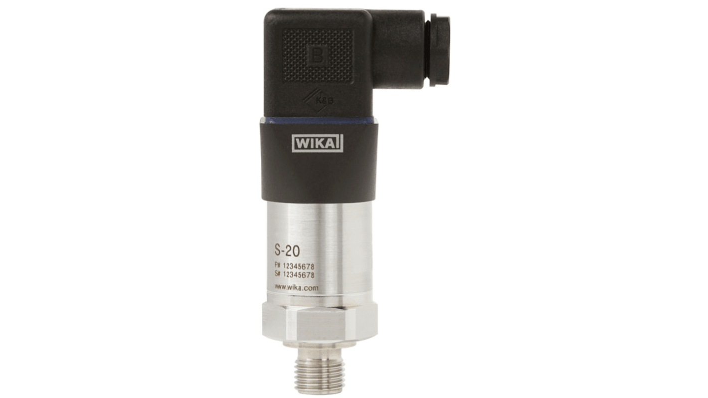 WIKA S-20 Series Pressure Sensor, 0bar Min, 1000bar Max, Current (2-Wire) Output, Gauge Reading