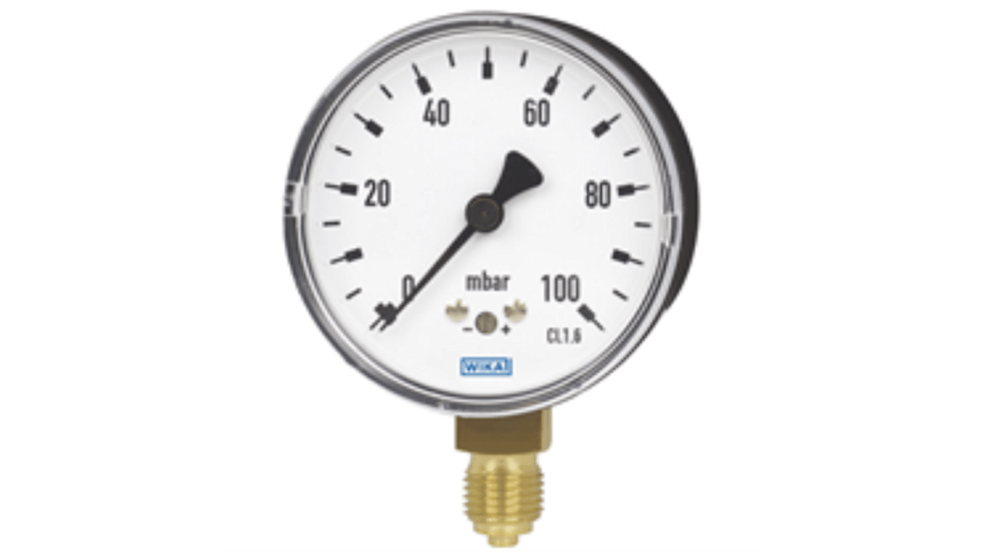 WIKA G 1/4 Analogue Pressure Gauge 400mbar Bottom Entry 63mm Outside Diameter