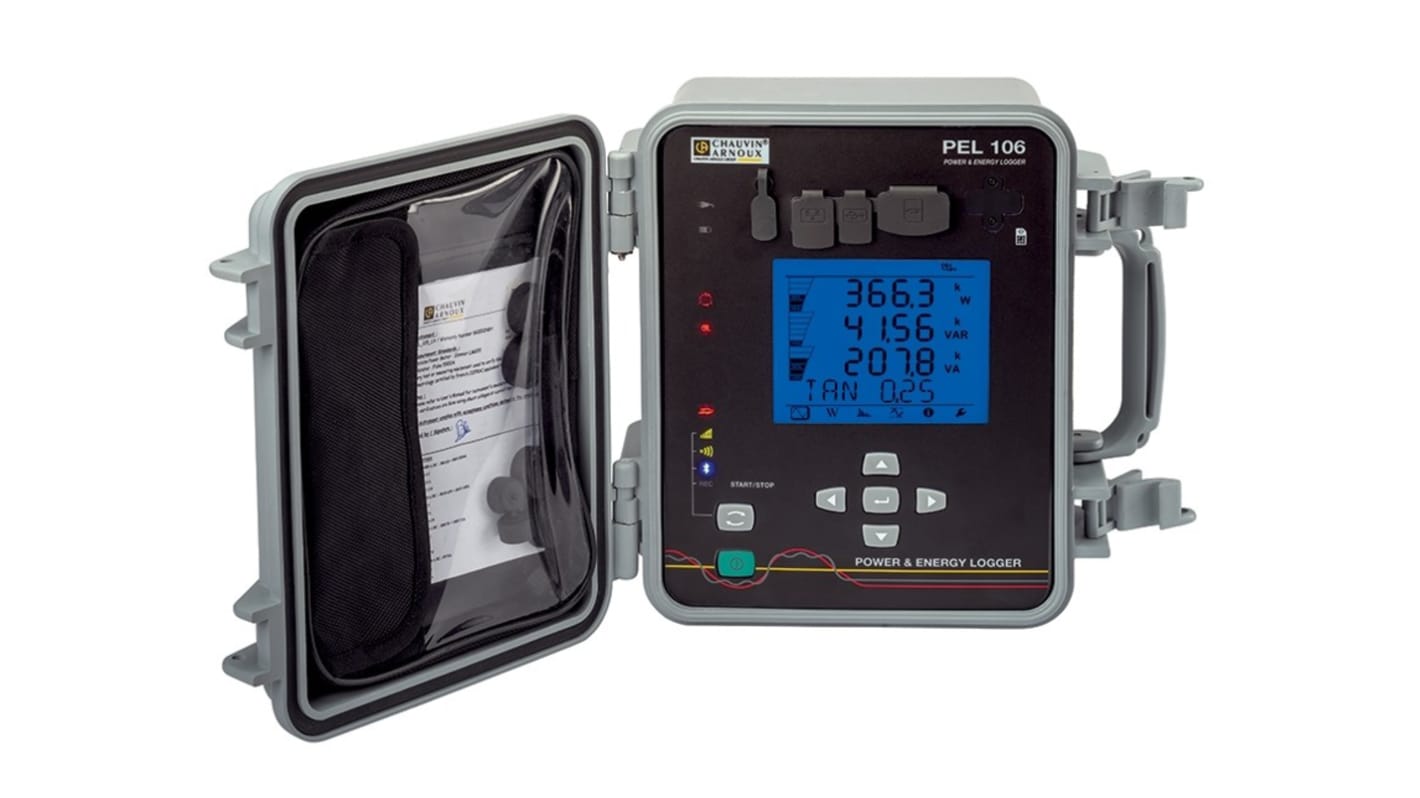 Registrador de datos Chauvin Arnoux PEL106, para Corriente, Energía, Frecuencia, Armónicos, Potencia, Tensión, interfaz