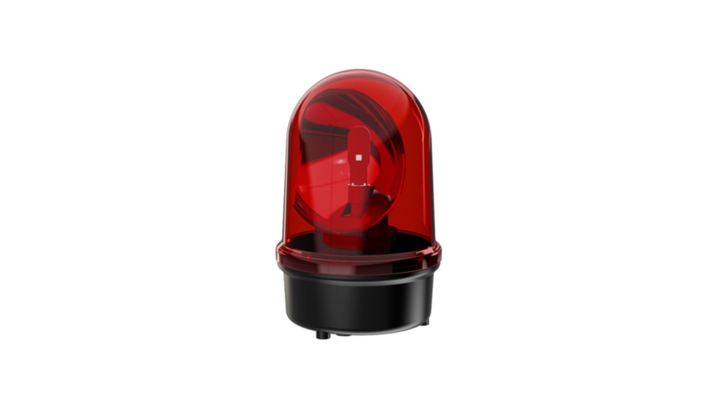 Werma 红色旋转LED警示灯, 黑色外壳, 24 V, Φ142mm底座, 底座安装, IP65
