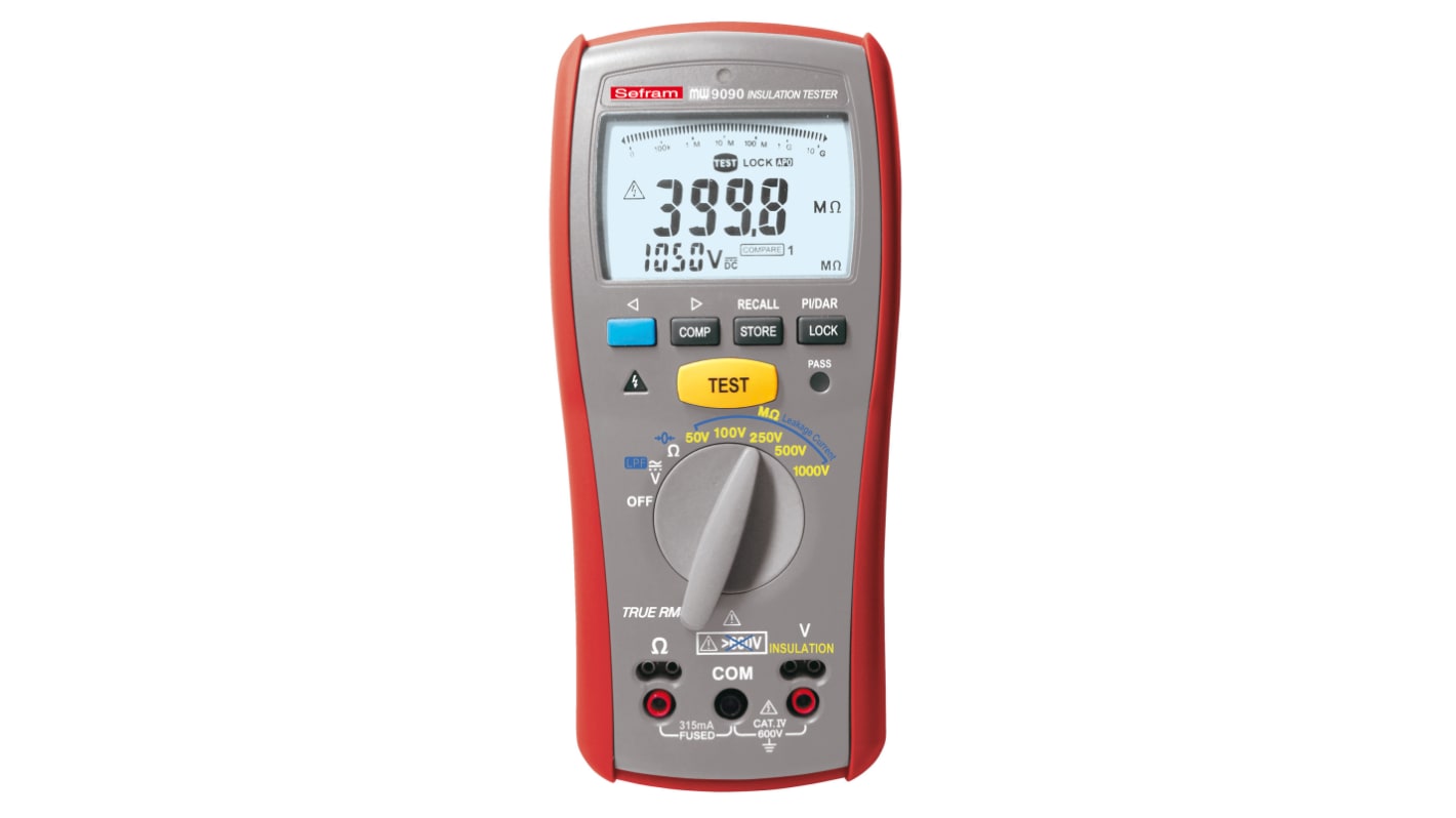 Sefram 9090 Insulation Tester, 50V Min, 1000V Max, CAT IV 600 V