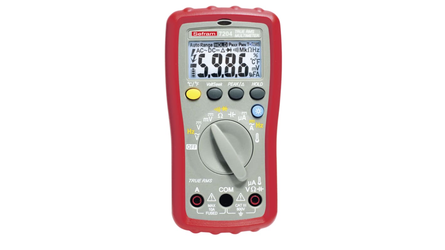Multímetro Sefram 7204, 600V ac/600V dc, 10A ac/10A dc, TRMS, CAT lll