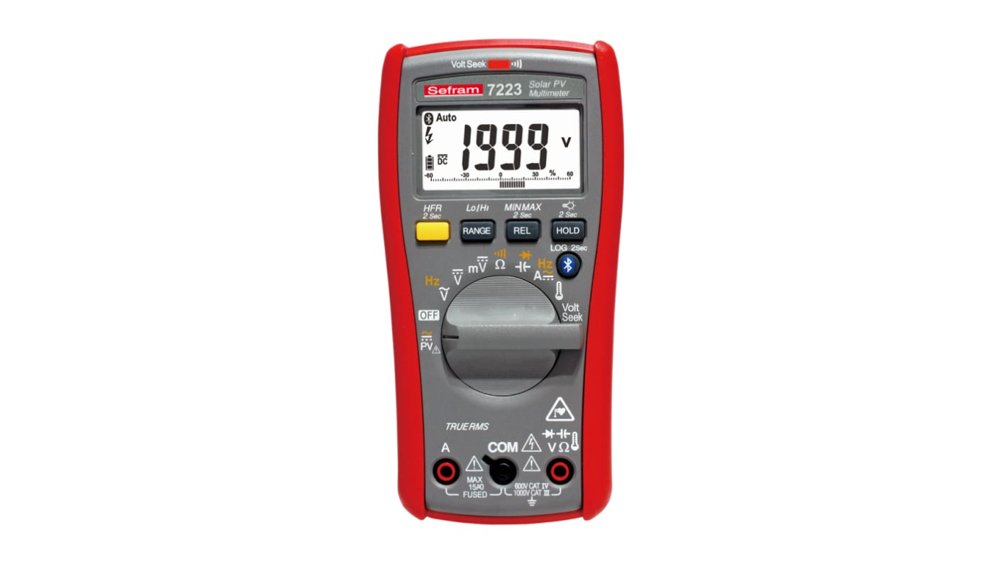 Sefram 7223 Handheld Digital Multimeter, True RMS, 10A ac Max, 10A dc Max, 1000V ac Max