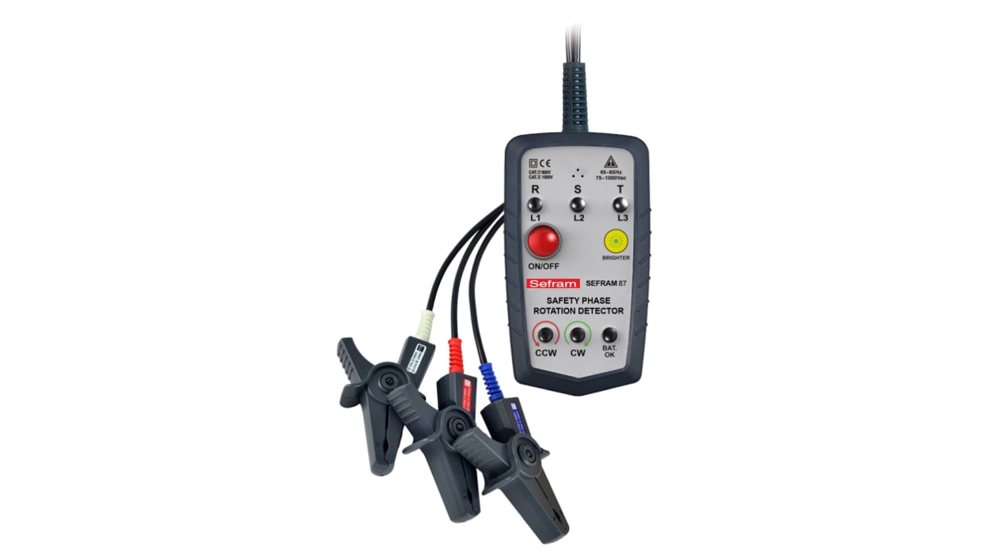 Sefram 87 Phase Rotation Tester, CAT III 1000V / CAT IV 600V, 65Hz Max, 1000V Max