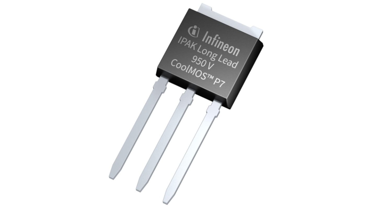 N-Channel MOSFET, 2 A, 950 V, 3-Pin IPAK Infineon IPU95R3K7P7AKMA1