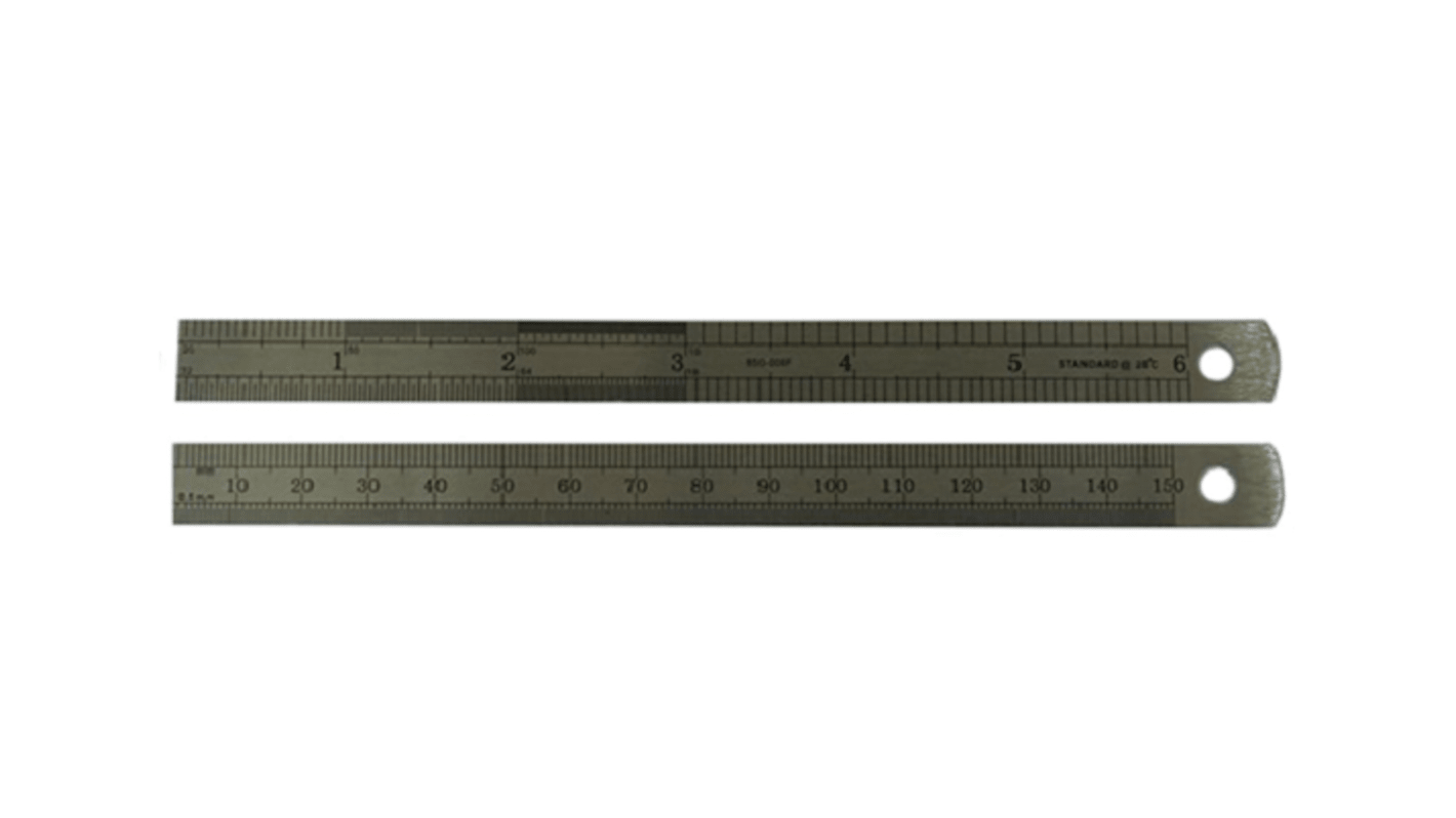 RS PRO Stahl Maßstab biegsam, höhensicher, metrisch/zöllig 150mm x 12.5mm