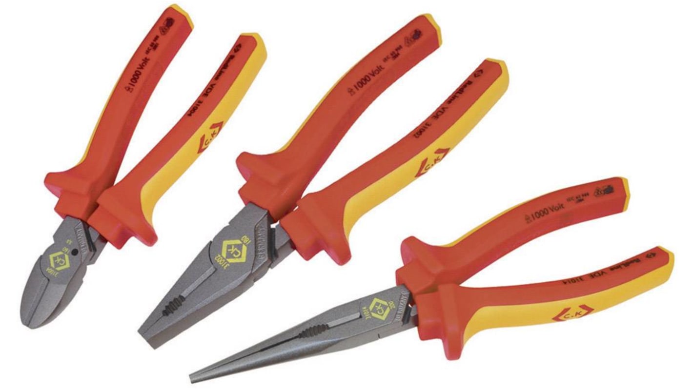 CK 3-Piece Plier Set, Bent Tip, 200 mm Overall