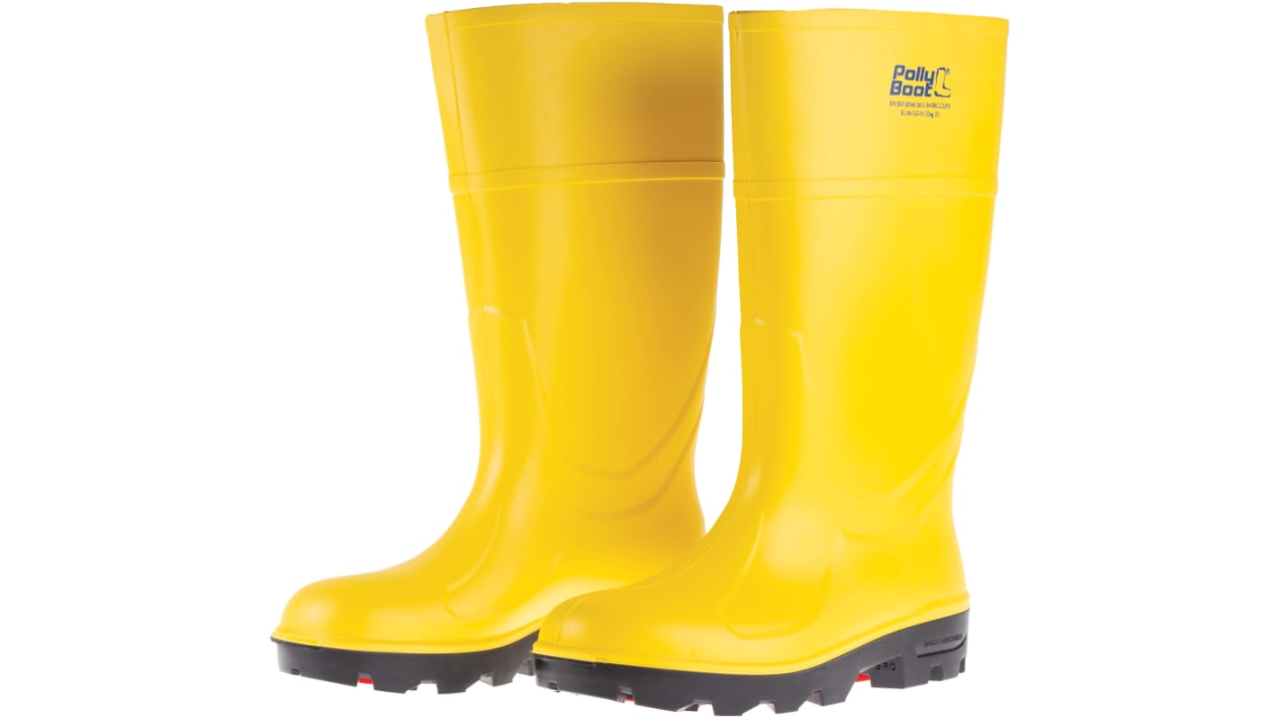 Pollyboot Yellow Steel Toe Capped Unisex Safety Boot, UK 6, EU 39