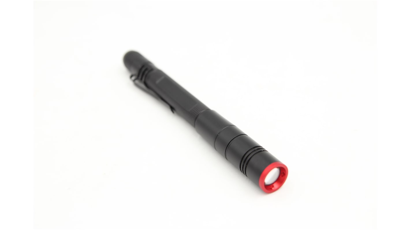 RS PRO RSPRO-P26R Akku Stift-Taschenlampe LED Schwarz, Rot im Alu-Gehäuse 4 W, 400 lm / 75 m, 155 mm