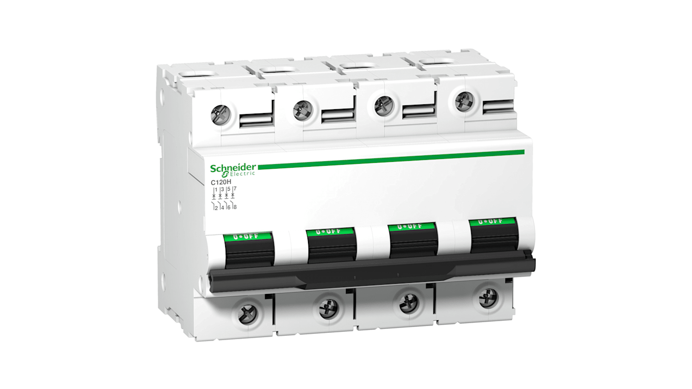 Schneider Electric Acti 9 A9N1 MCB, 4P, 100A Curve B