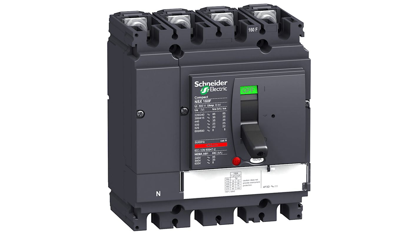 Schneider Electric, NSX MCCB 3P 400A, Breaking Capacity 100 kA, Fixed Mount