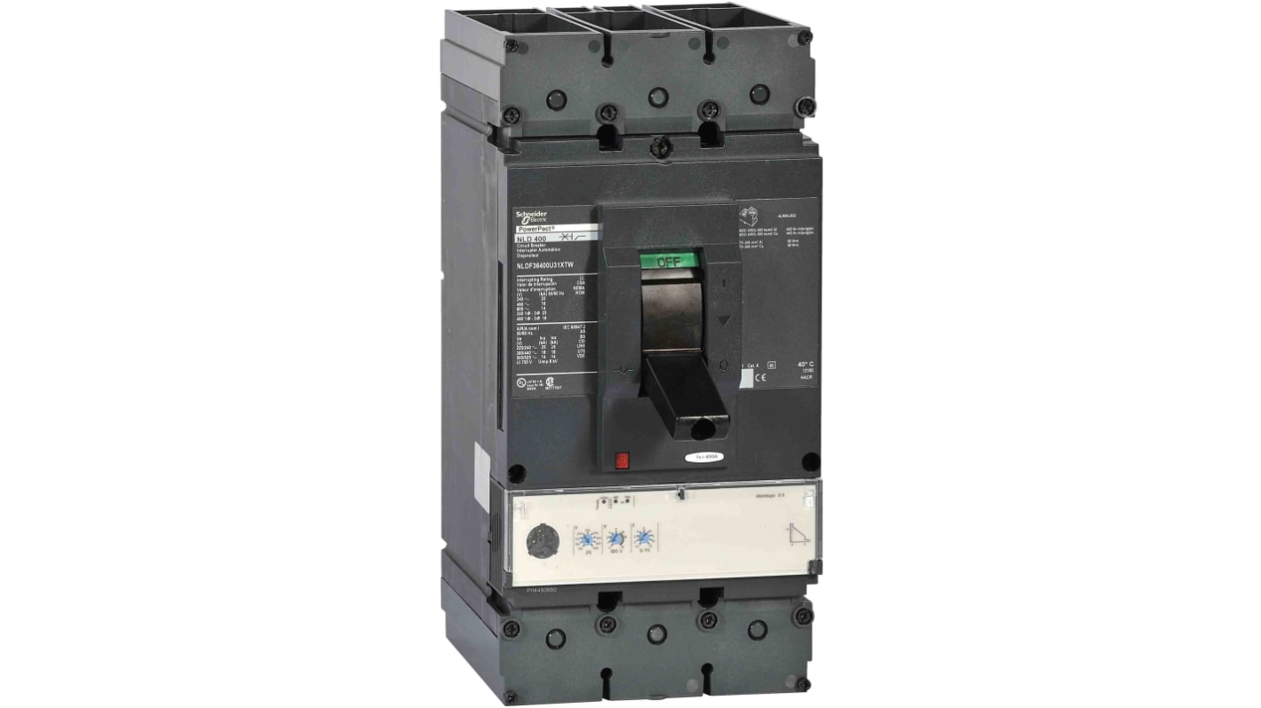 Disjoncteur Schneider Electric PowerPact 3 pôles, 600A, pouvoir de coupure 100 kA, montage fixe