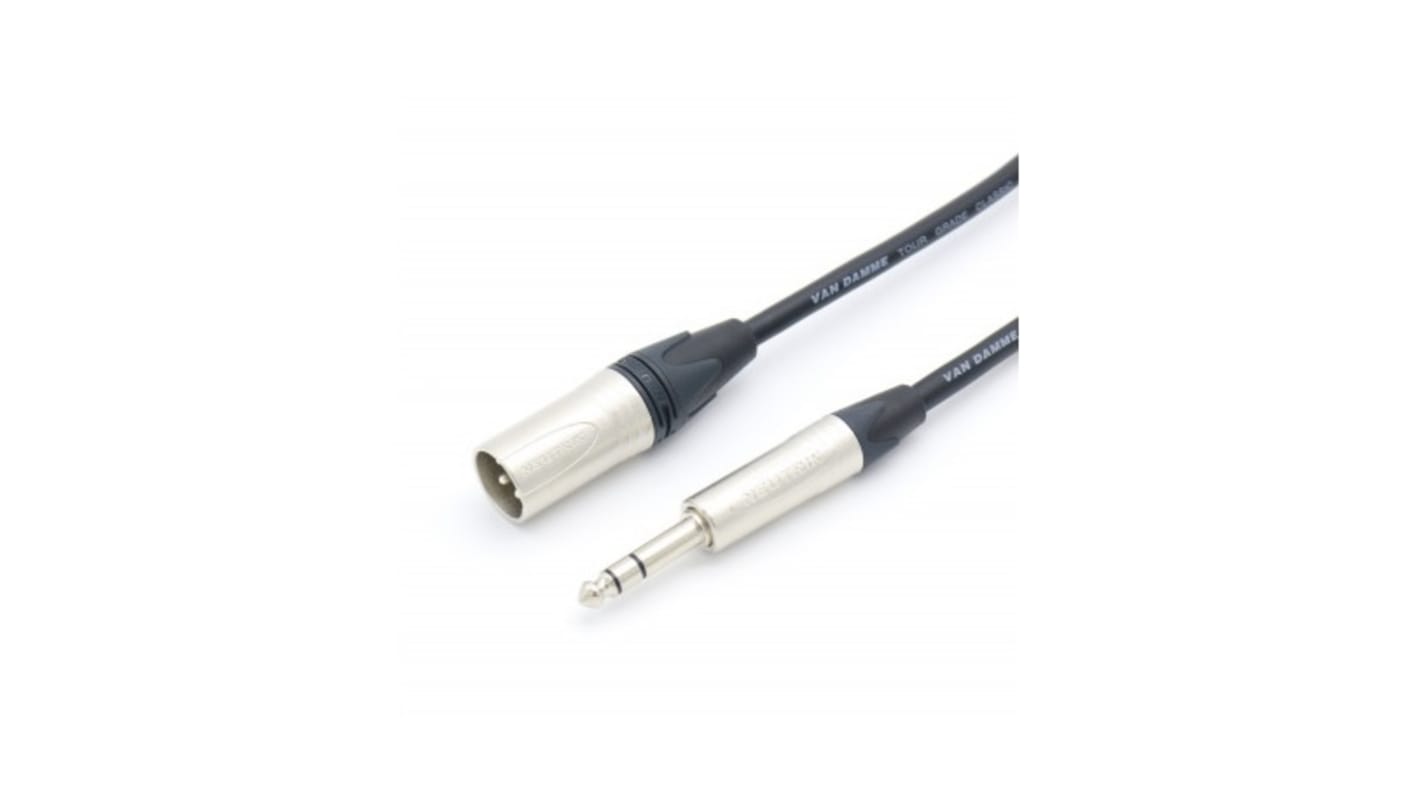 Van Damme 6.35mm Stereo Jack to Male 3 Pin XLR  Cable, Black, 5m