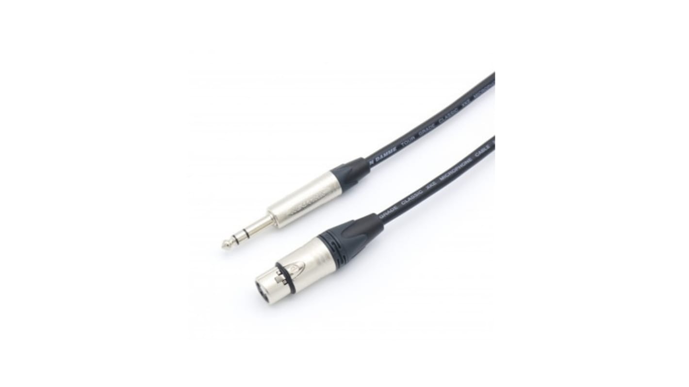 Van Damme 6.35mm Stereo Jack to Female 3 Pin XLR  Cable, Black, 5m