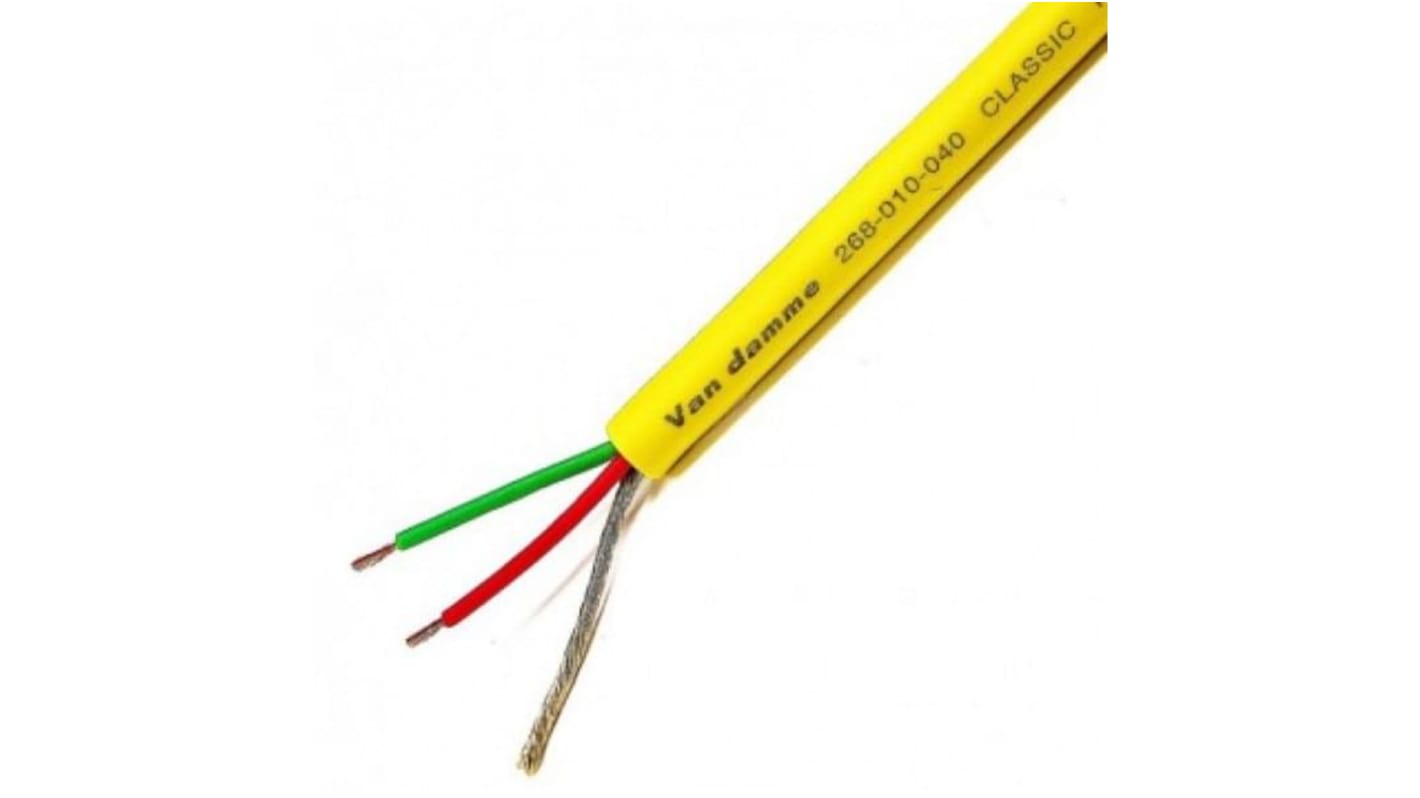 Van Damme 2 Core, 0.22 mm² CSA Screened, 4.85mm od, 100m, Yellow