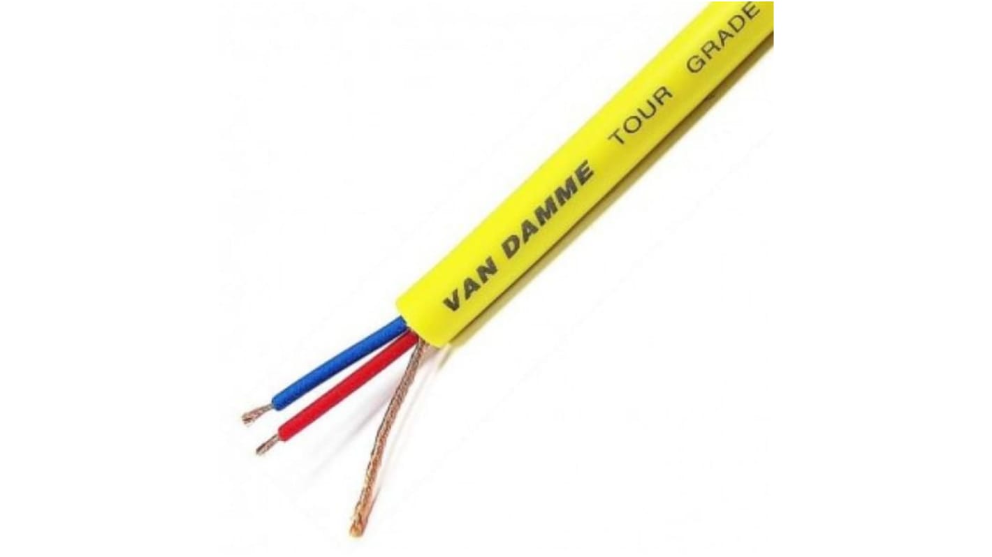Van Damme 3 Core, 0.22 mm² CSA Screened, 6.35mm od, 100m, Yellow