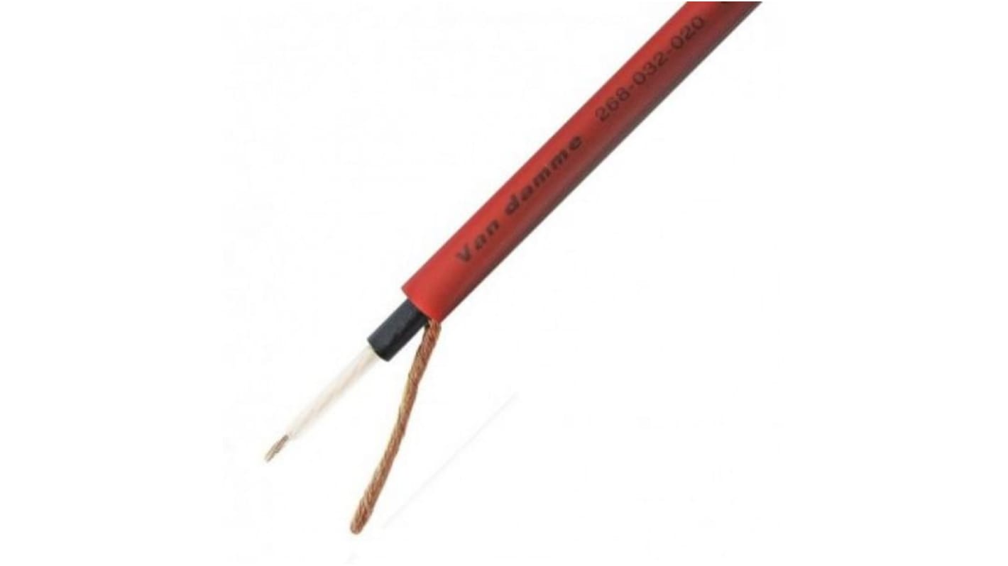 Van Damme 2 Core, 0.22 mm² CSA Screened, 4.5mm od, 100m, Red