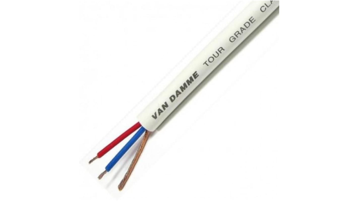 Van Damme 3 Core, 0.22 mm² CSA Screened, 6.35mm od, 100m, White