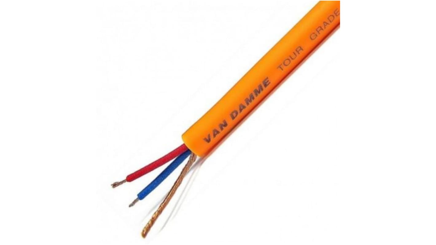 Van Damme 3 Core, 0.22 mm² CSA Screened, 6.35mm od, 100m, Orange