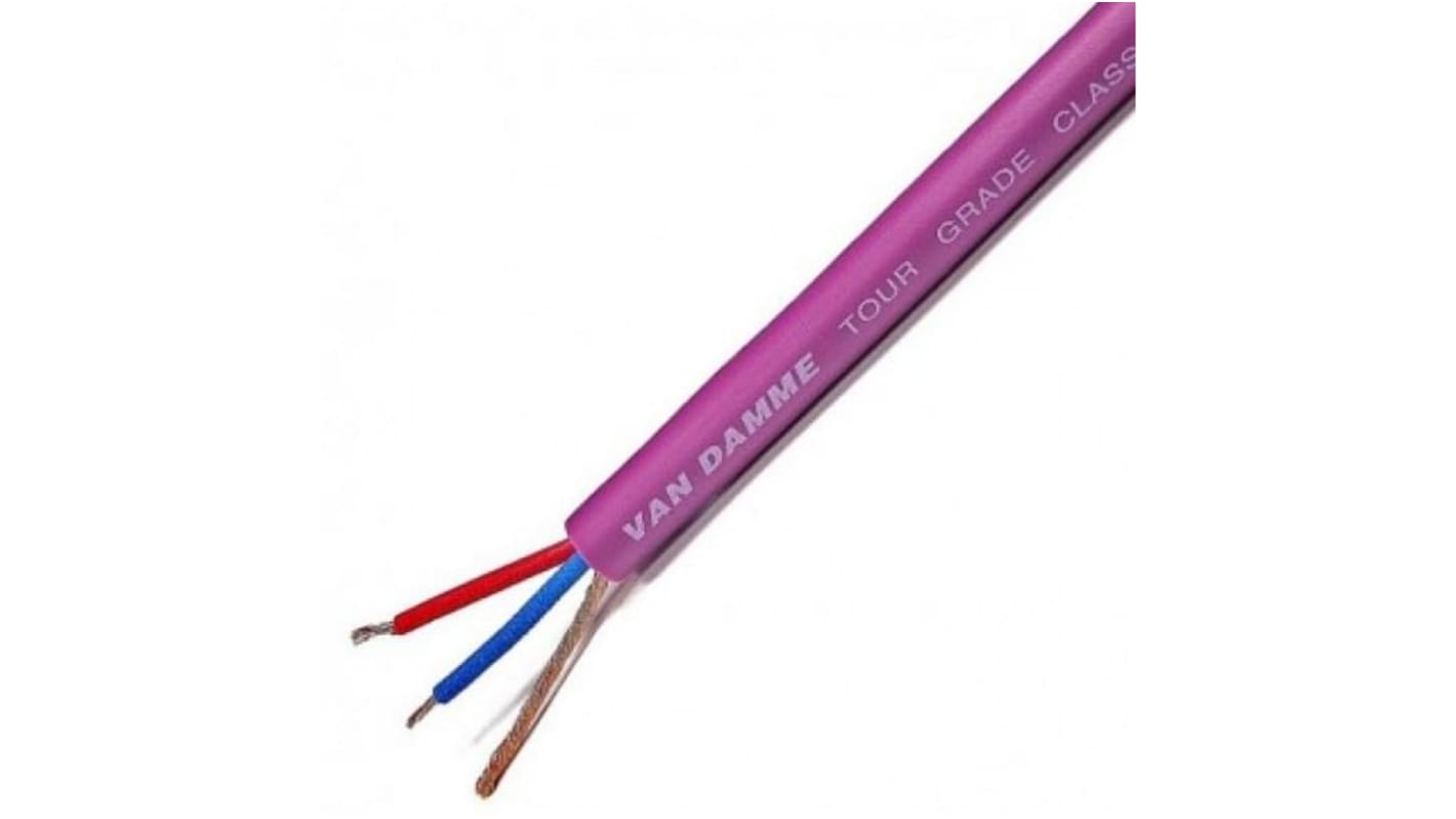 Van Damme 3 Core, 0.22 mm² CSA Screened, 6.35mm od, 100m, Purple