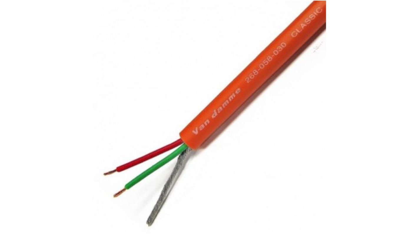 Van Damme 2 Core, 0.22 mm² CSA Screened, 4.85mm od, 100m, Orange