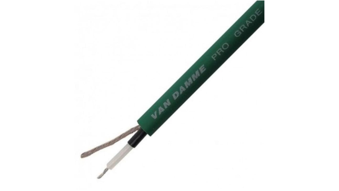 Van Damme 2 Core, 0.22 mm² CSA Screened, 6mm od, 100m, Green