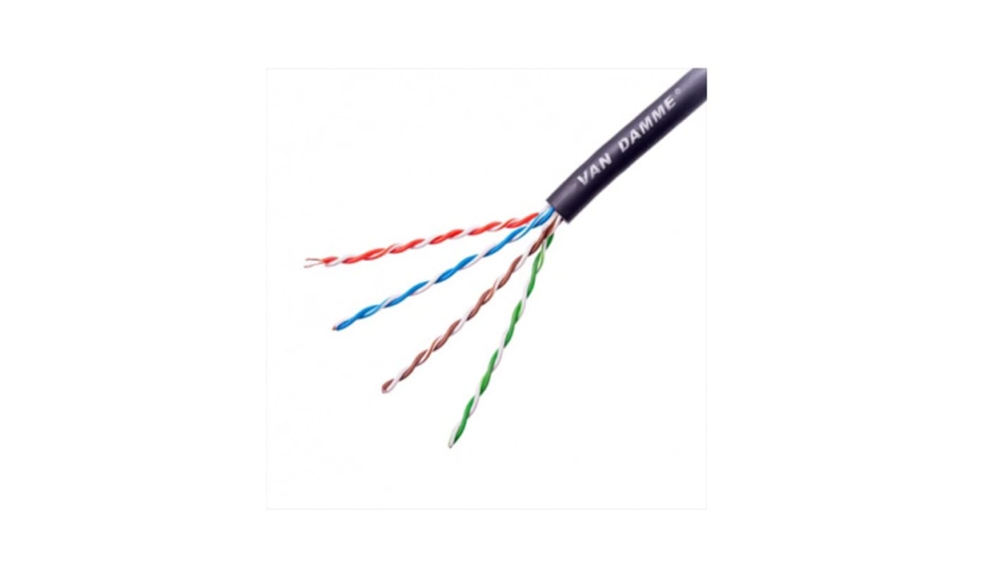 Van Damme, 100m Cat6, Black, U/UTP Unshielded, Unterminated