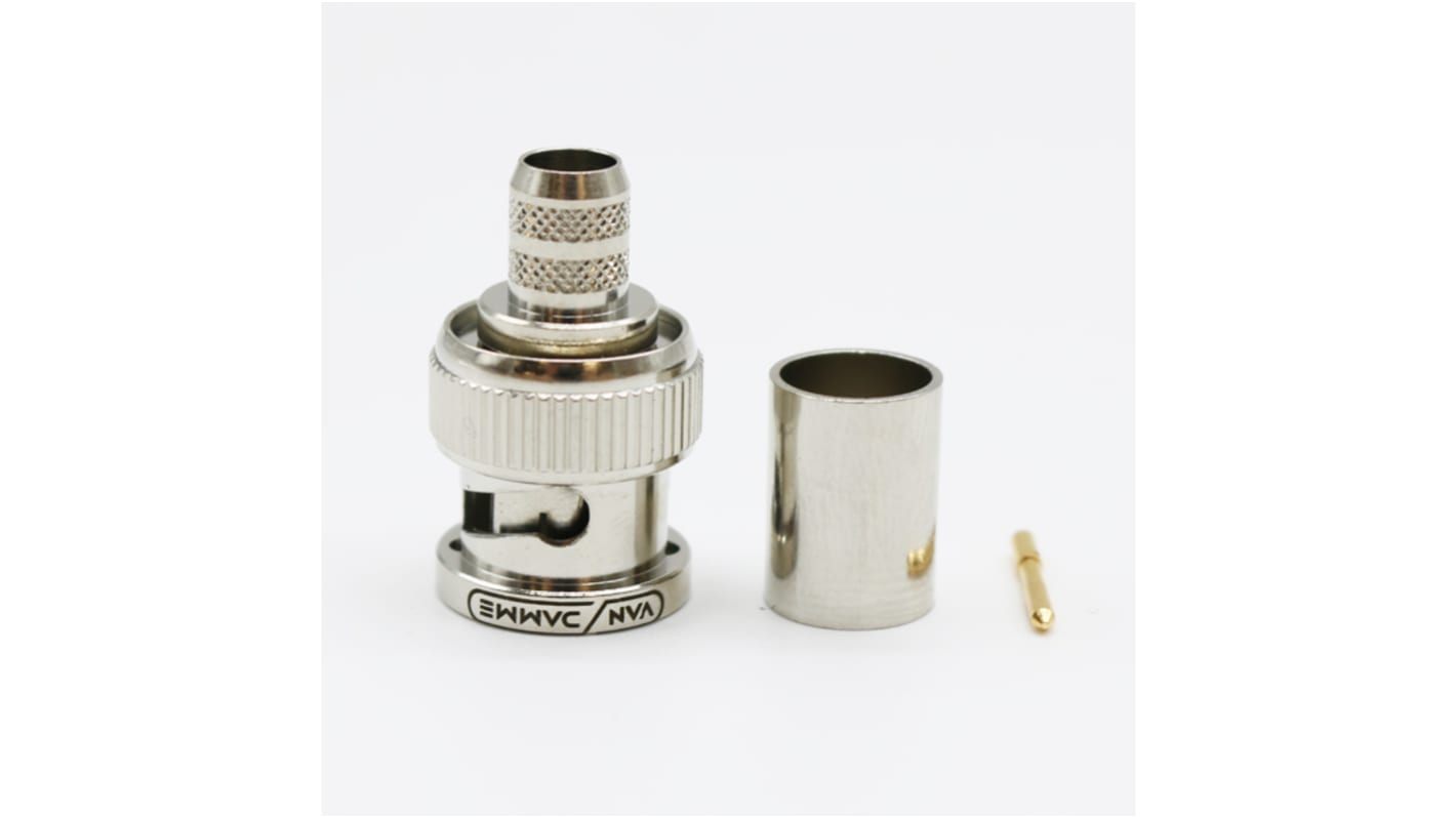 Van Damme Cable Mount BNC Connector, Crimp Termination, Straight Body