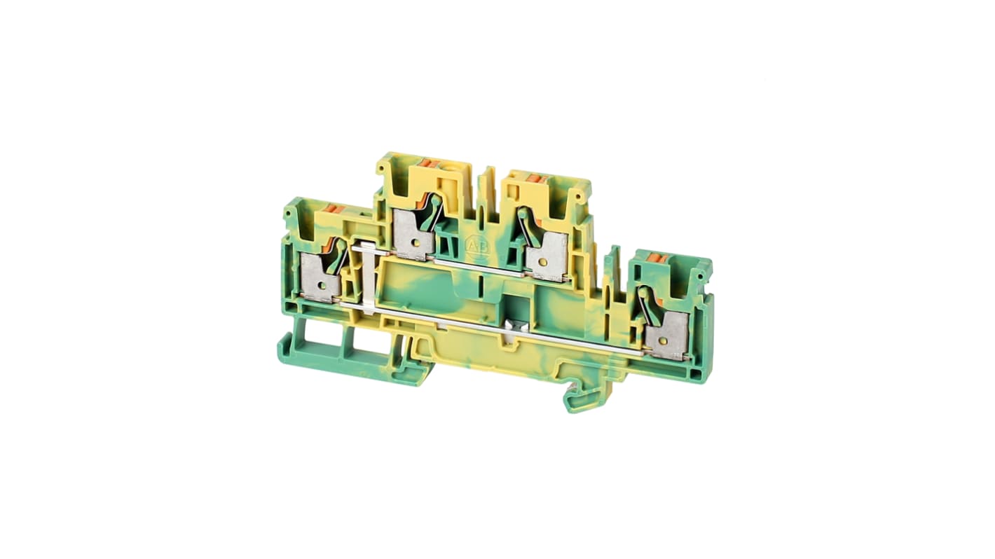 Allen Bradley 1492-P Series Green/Yellow Feed Through Terminal Block