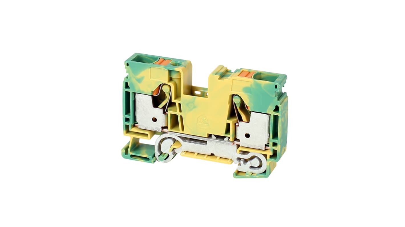 Allen Bradley 1492-P Series Green/Yellow Feed Through Terminal Block